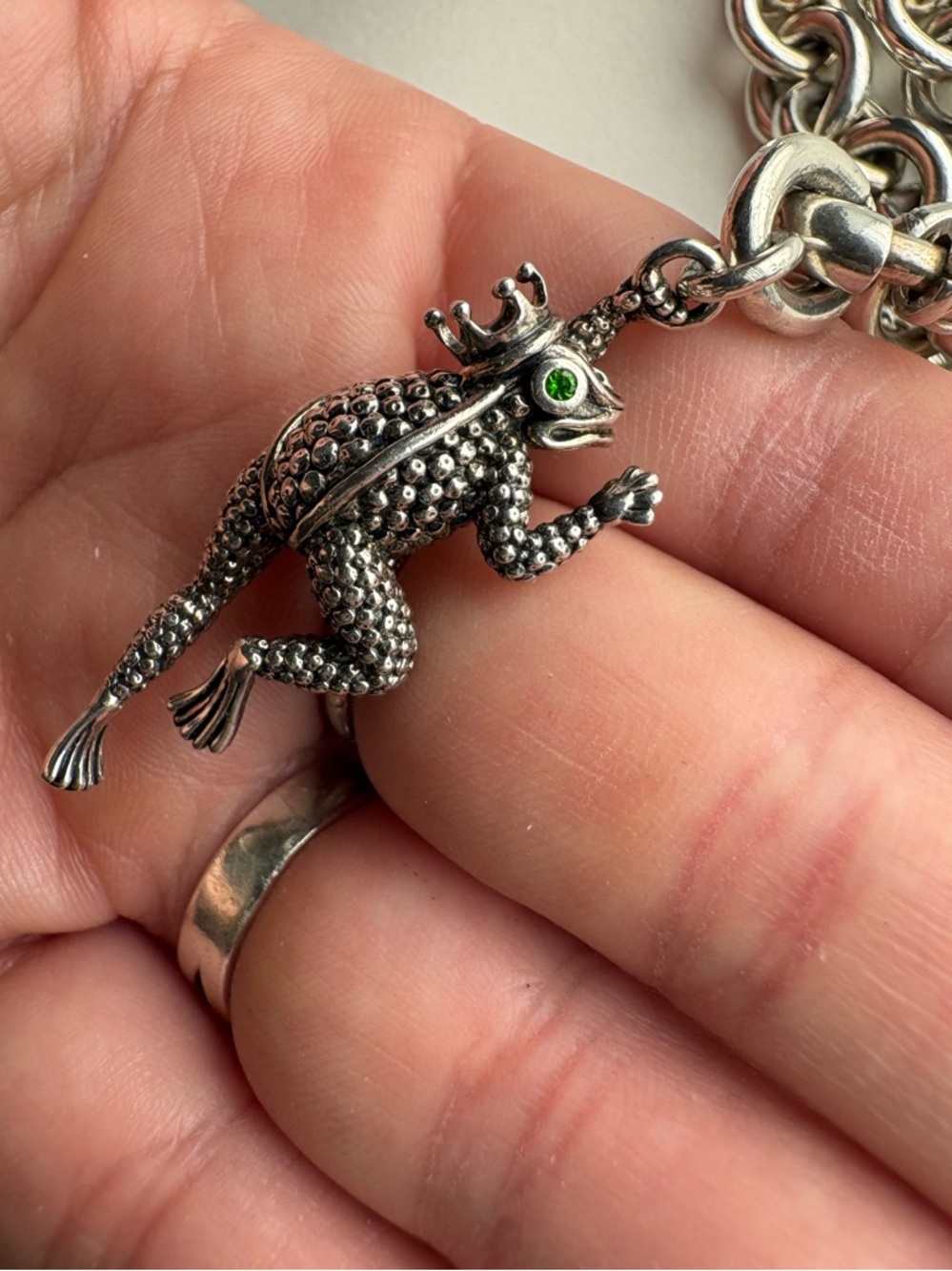 Kieselstein Cord Frog Prince Sterling Silver Chain Link Necklace & Charm 99.2 - Picture 13 of 16